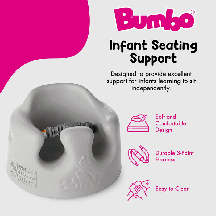 Bumbo Infant Soft Foam Floor Seat with 3 Point Adjustable Harness, Gray (2 Pack)