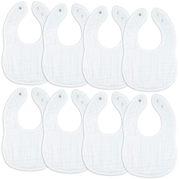 Comfy Cubs Muslin Cotton Baby Bibs - White