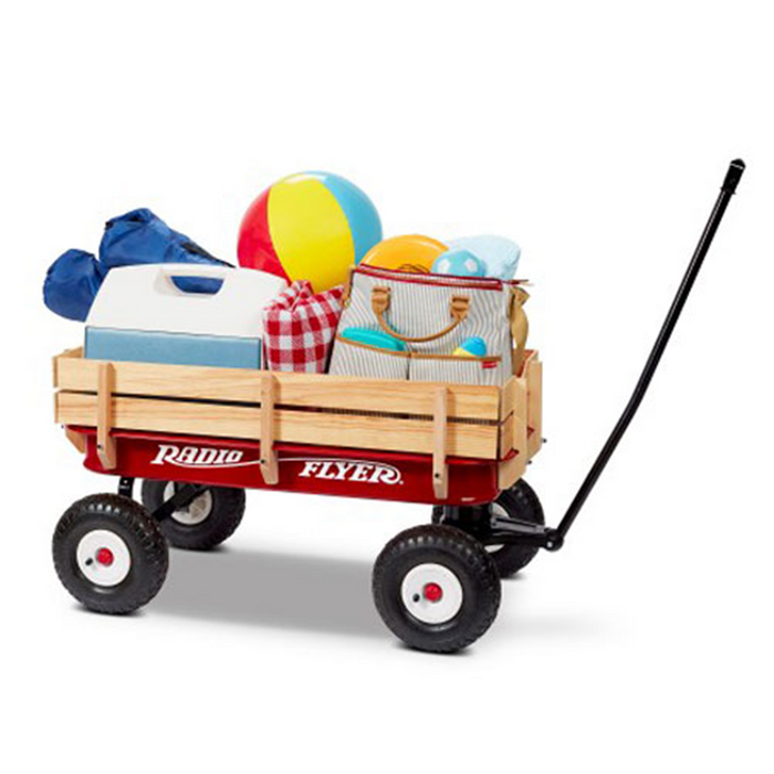 Radio Flyer Full Size All Terrain Classic Steel & Wood Pull Along Wagon (2 Pack)