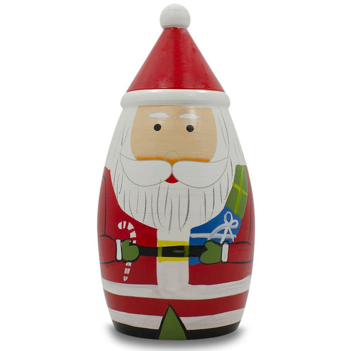 BestPysanky Set of 5 Multicolor Santa with Christmas Gifts Wooden Nesting Dolls 5.5 Inches