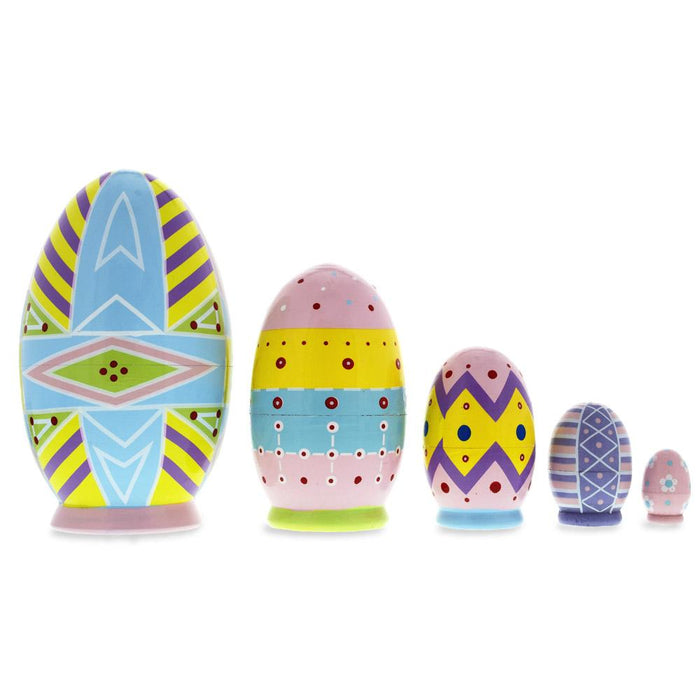 BestPysanky Set of 5 Ukrainian Easter Eggs Pysanky Wooden Nesting Dolls 5 Inches