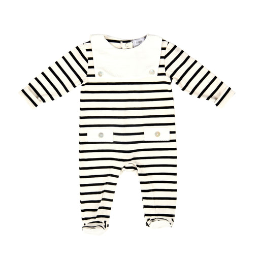 Bebe Sweeny CALVIN | Boys White & Black Striped Organic Cotton Babygrow