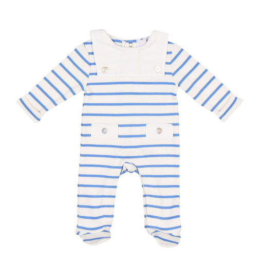 Bebe Sweeny CALVIN | Boys White & Blue Striped Organic Cotton Babygrow