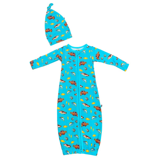 Free Birdees Calypso Fish Newborn Gown & Knot Hat Set