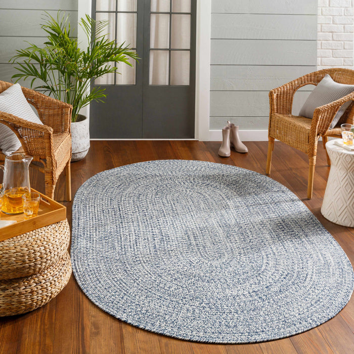 Hauteloom Blue Braided Faux Jute Rug