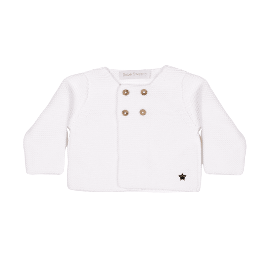 Bebe Sweeny Baby White Organic Cotton Knit Cardigan