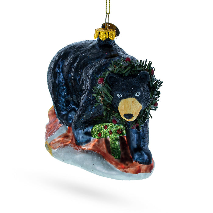 BestPysanky Majestic Black Bear - Blown Glass Christmas Ornament