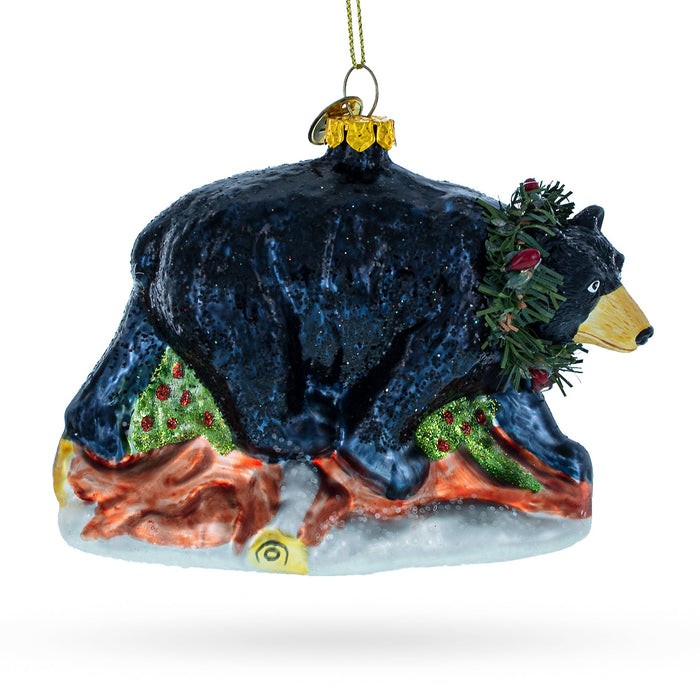 BestPysanky Majestic Black Bear - Blown Glass Christmas Ornament