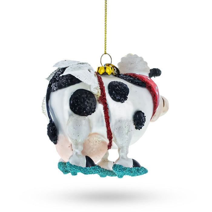 BestPysanky Fantastical Cow Sporting Wings - Blown Glass Christmas Ornament