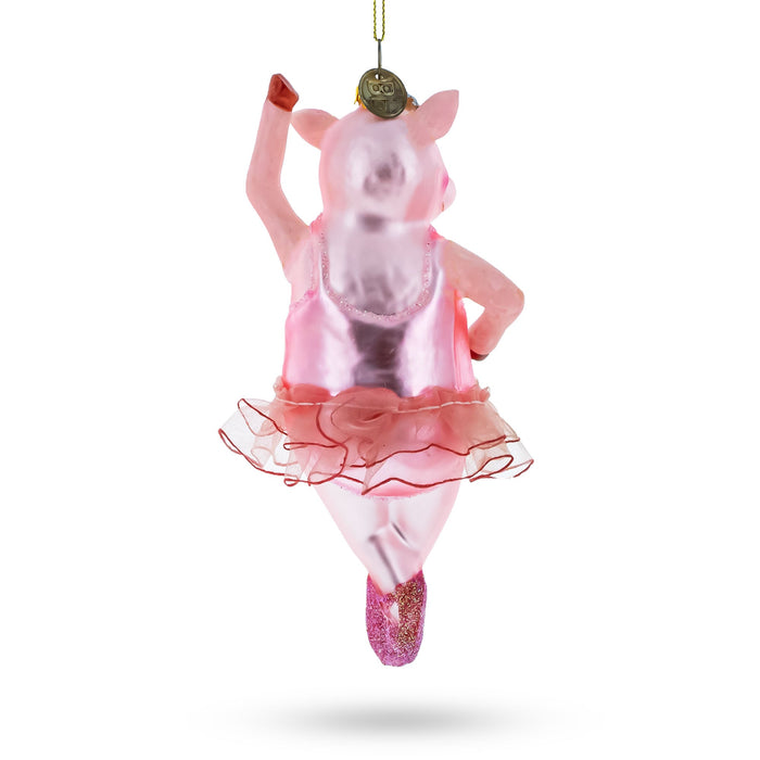 BestPysanky Graceful Pig Dancing Ballet - Blown Glass Christmas Ornament