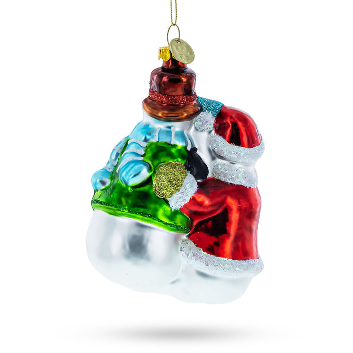 BestPysanky Snowman Family with Baby Blown Glass Christmas Ornament