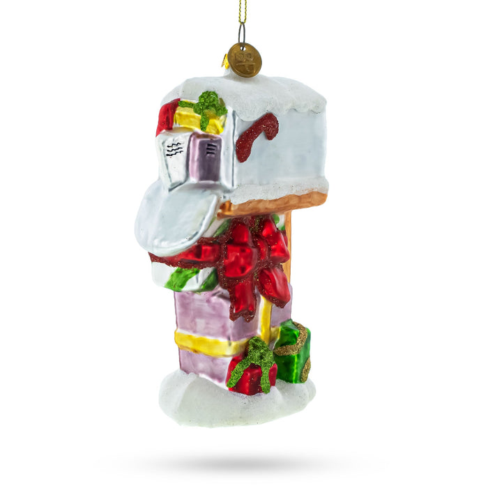 BestPysanky Festive Delivery: Mailbox with Letters and Gifts - Blown Glass Christmas Ornament