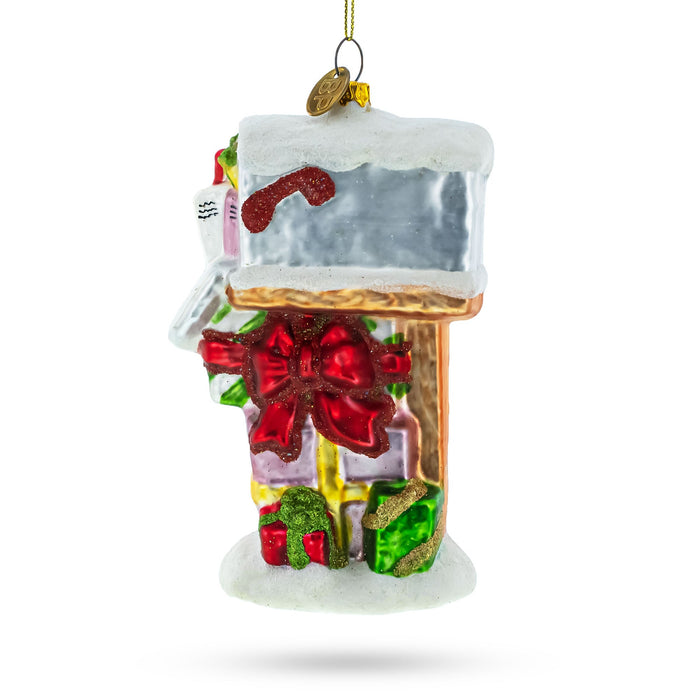 BestPysanky Festive Delivery: Mailbox with Letters and Gifts - Blown Glass Christmas Ornament