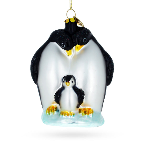 BestPysanky Tender Penguins with Baby Chick Glass Christmas Ornament