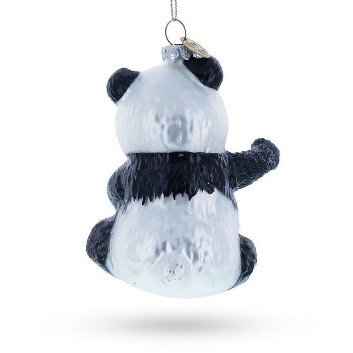 BestPysanky Panda Relishing Noodles - Blown Glass Christmas Ornament