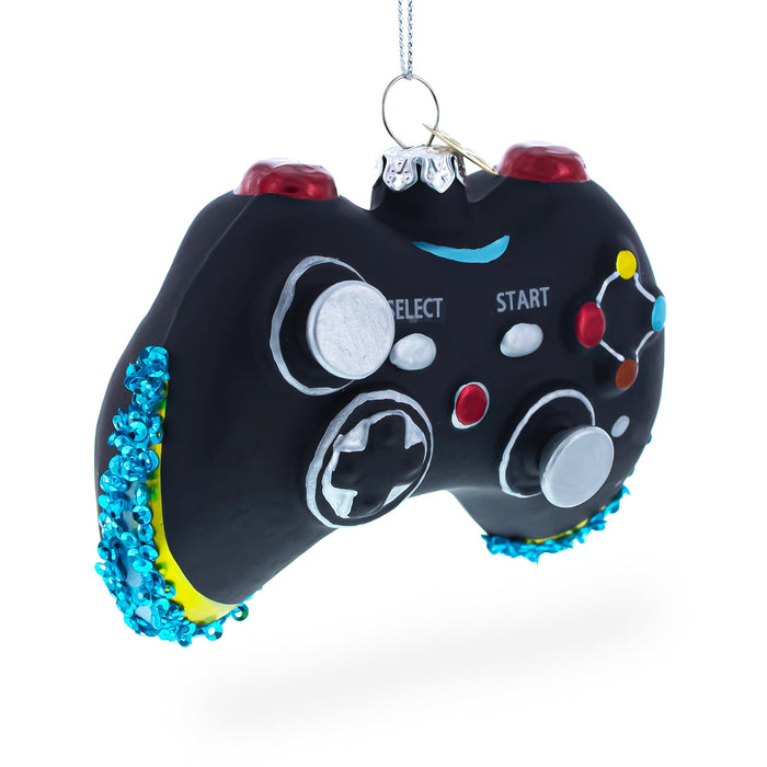 BestPysanky Sleek Black Video Game Controller Glass Christmas Ornament