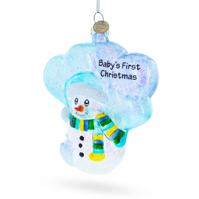 BestPysanky Snowman Celebrating Baby's First Christmas - Blown Glass Ornament