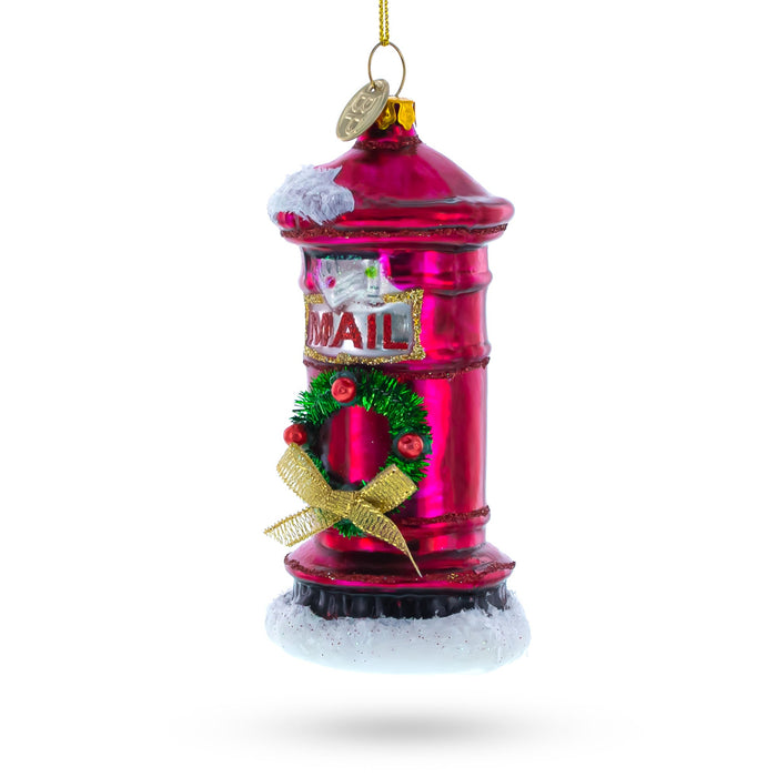 BestPysanky Red Mailbox with Letter to Santa - Blown Glass Christmas Ornament