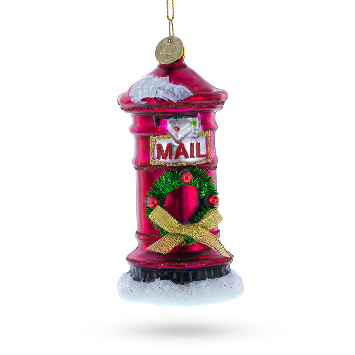 BestPysanky Red Mailbox with Letter to Santa - Blown Glass Christmas Ornament