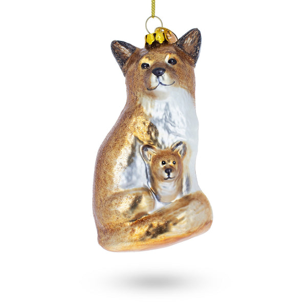 BestPysanky Loving Mother and Baby Fox Blown Glass Christmas Ornament