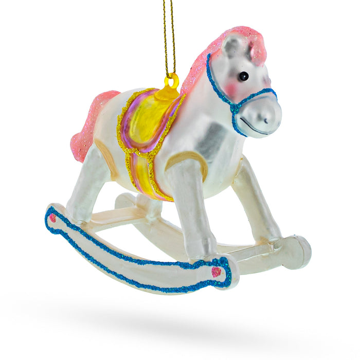 BestPysanky Baby Girl's Pink Rocking Horse - Lovable Blown Glass Christmas Ornament