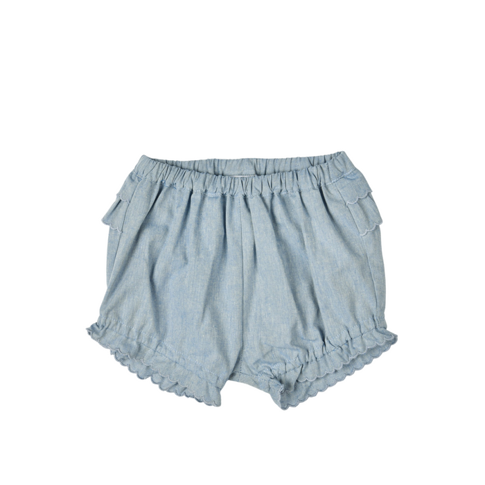 Bebe Sweeny Girls Blue Cotton Chambray Bloomers