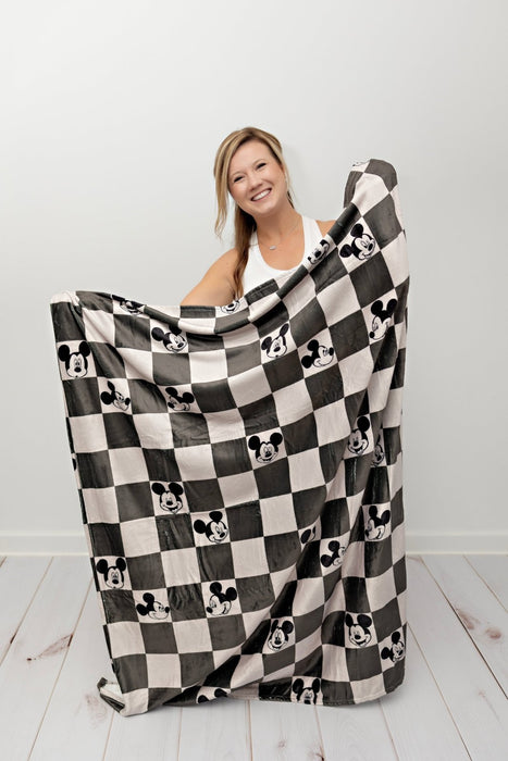 Ellie Sue Charcoal Checkers Double Sided Throw Blanket