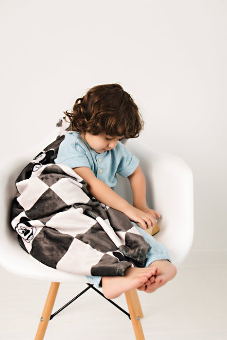 Ellie Sue Charcoal Checkers Double Sided Throw Blanket