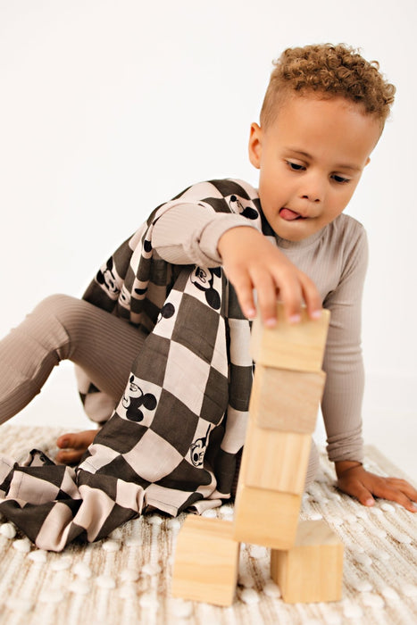 Ellie Sue Charcoal Checkers Muslin Blanket