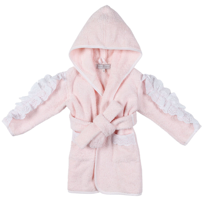 Bebe Sweeny CHELY | Personalised Light Pink Lace Ruffle Bathrobe