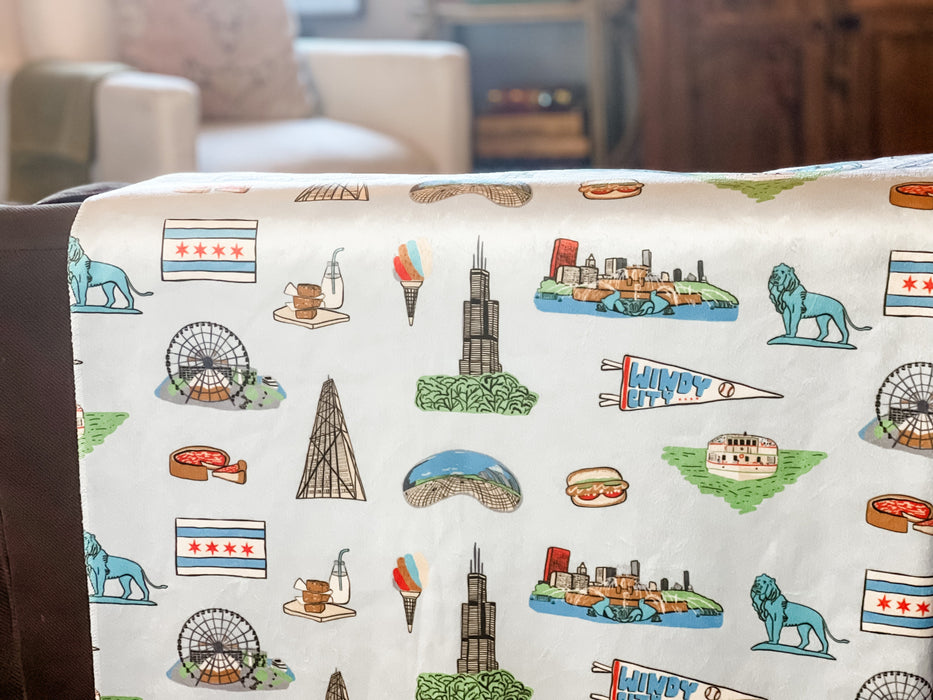 Little Hometown Chicago Plush Throw Blanket 60x80