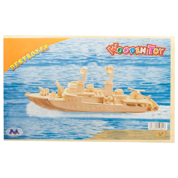 BestPysanky Navy Battleship Destroyer Boat Model Kit Wooden 3D Puzzle 13 Inches Long