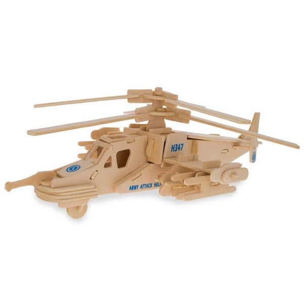 BestPysanky Battle Fighter Helicopter Model Kit Wooden 3D Puzzle