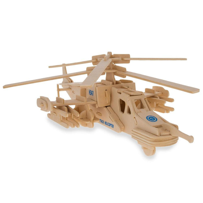 BestPysanky Battle Fighter Helicopter Model Kit Wooden 3D Puzzle