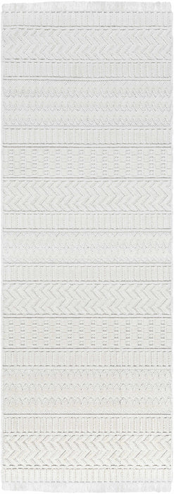 Hauteloom Cira Textured Fringed White Rug - Limited Edition