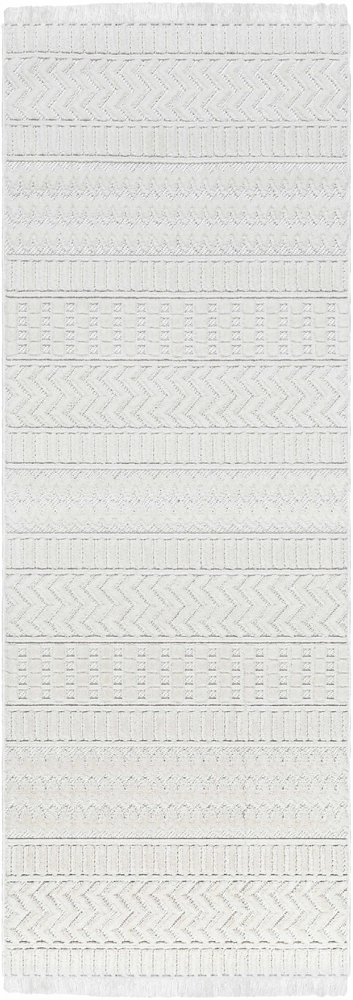 Hauteloom Cira Textured Fringed White Rug - Limited Edition