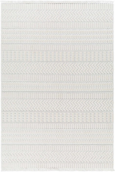 Hauteloom Cira Textured Fringed White Rug - Limited Edition