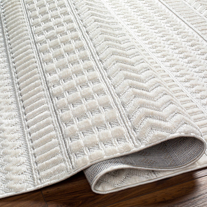 Hauteloom Cira Textured Fringed White Rug - Limited Edition