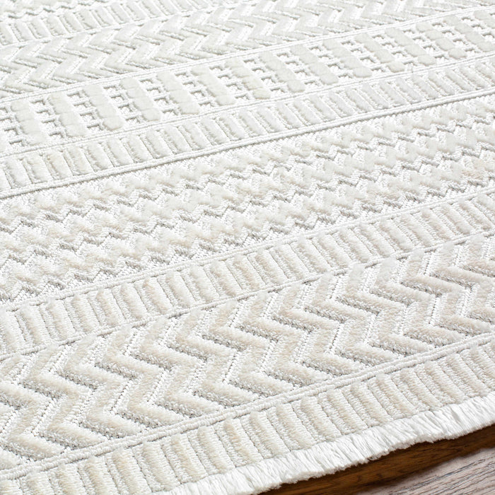 Hauteloom Cira Textured Fringed White Rug - Limited Edition