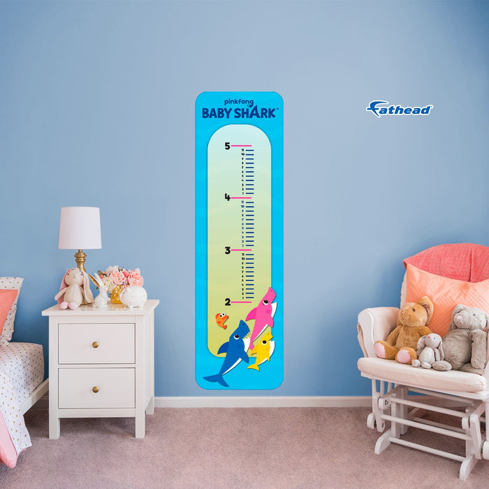 Fathead Baby Shark: Swimming Up Growth Chart - Officially Licensed Nickelodeon Removable Adhesive Decal