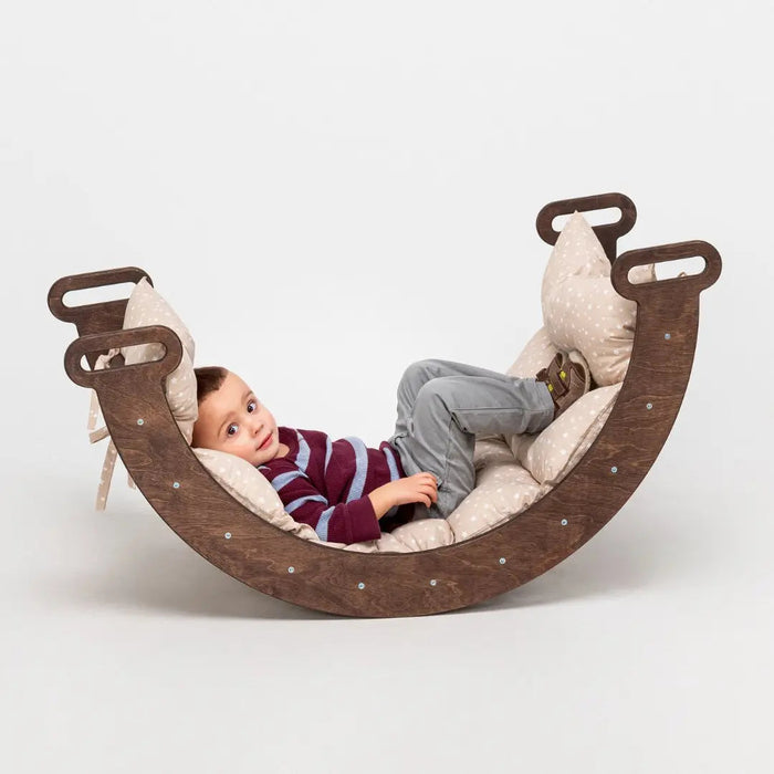 Goodevas Climbing Arch Chocolate + Cushion - Montessori Climbers for Toddlers