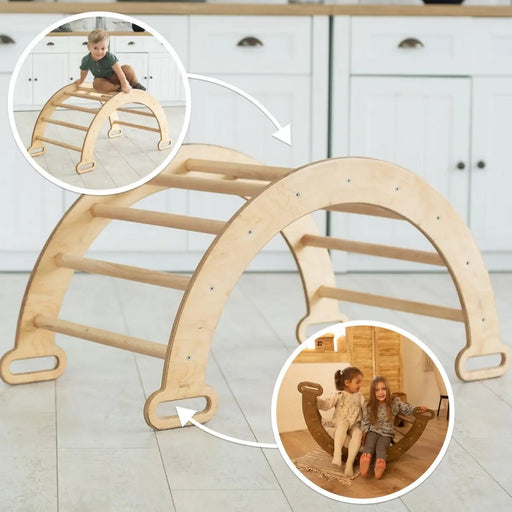 Goodevas Climbing Arch & Rocker Balance - Montessori Climbers for Kids 1-7 y.o. – Beige
