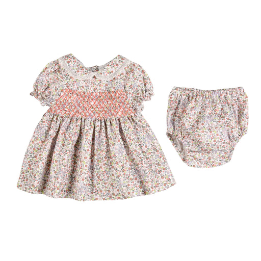 Bebe Sweeny ANNA | Girls Pink Floral Smocked Cotton Dress