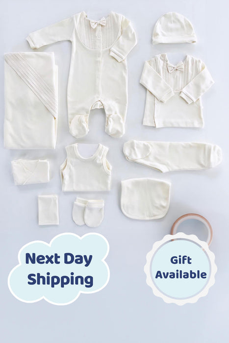 THA Dressing Alex Ecru Organic Cotton Newborn Coming Home Set (10 pcs)