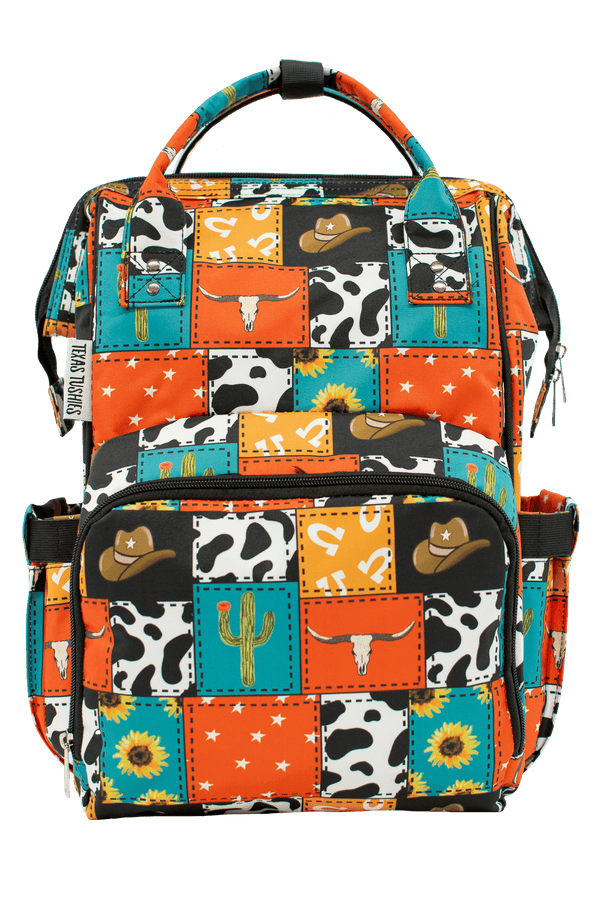 Texas Tushies Cowboy Patches - Diaper Bag