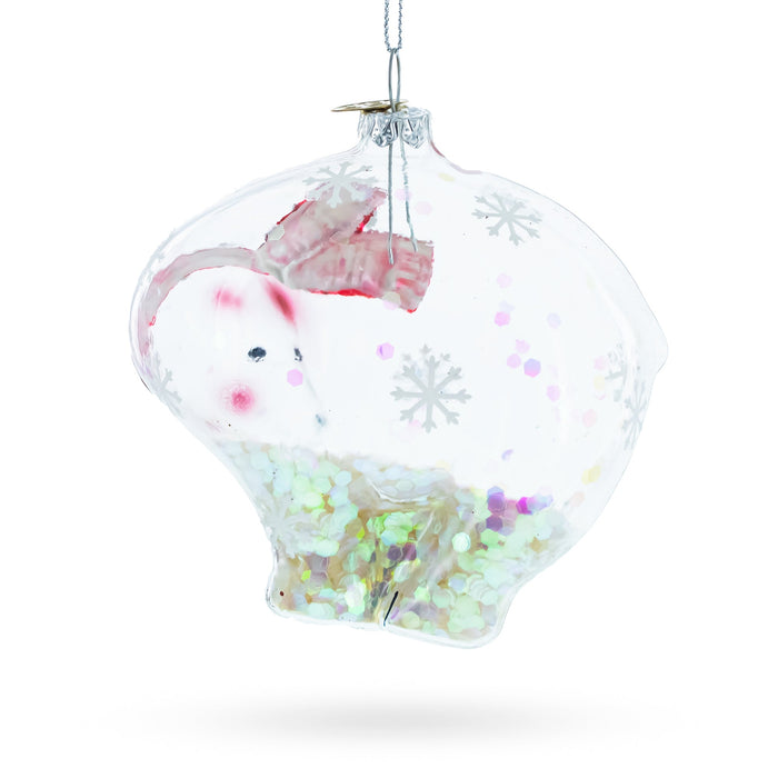 BestPysanky Translucent Clear Polar Bear - Blown Glass Christmas Ornament