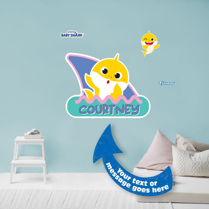 Fathead Baby Shark: Baby Shark Wave Personalized Name Icon - Officially Licensed Nickelodeon Removable Adhesive Decal