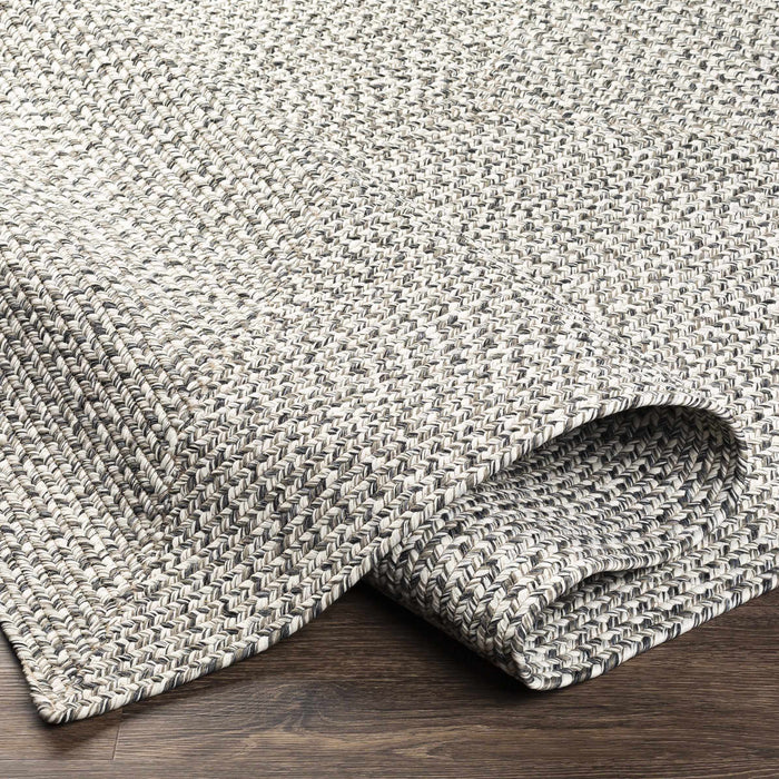 Hauteloom Cream Charcoal Braided Faux Jute Rug