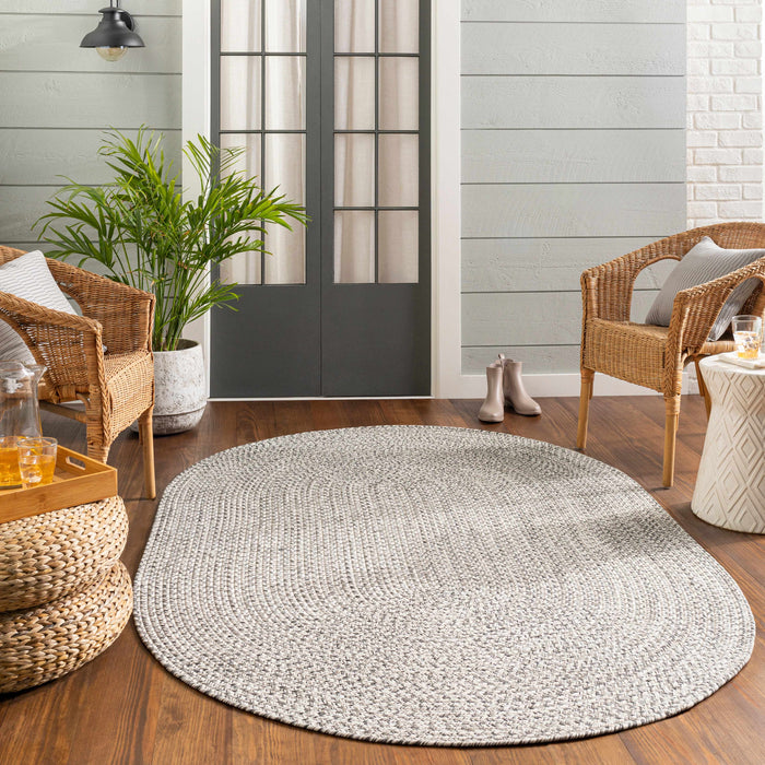 Hauteloom Cream Charcoal Braided Faux Jute Rug