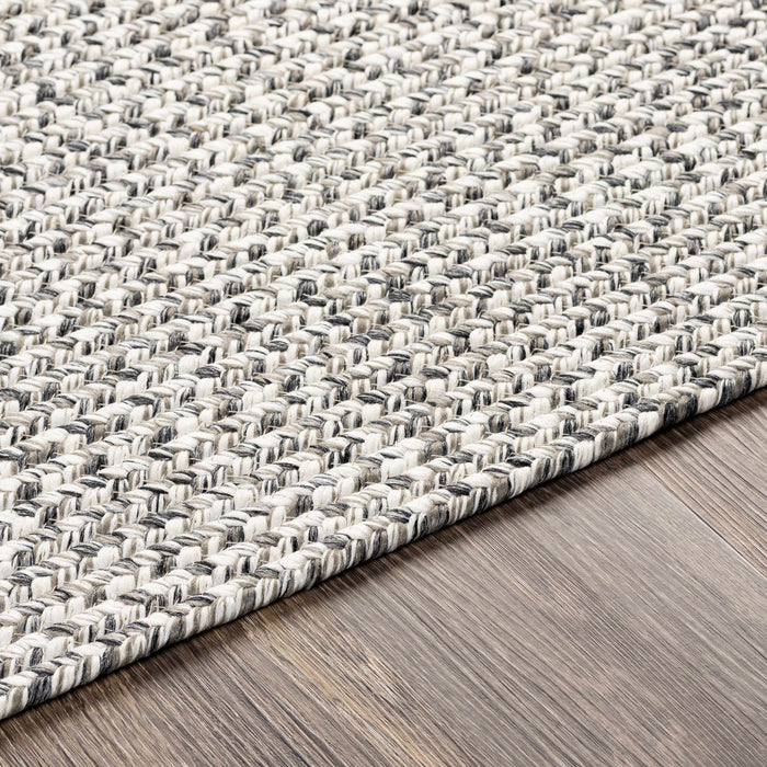 Hauteloom Cream Charcoal Braided Faux Jute Rug